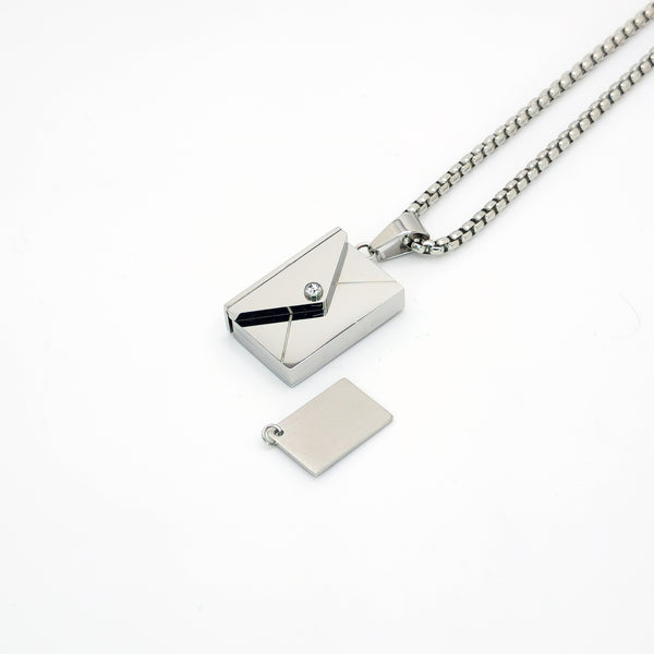 Custom Message love letter necklace - White Gold