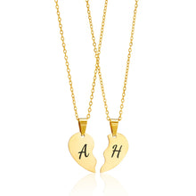 Custom couple Broken Heart Necklace - White Gold