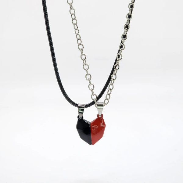 Custom Magnetic Stone heart Couple Necklace