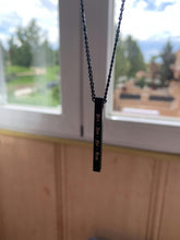 Custom Bar Necklace With Stone - White Gold