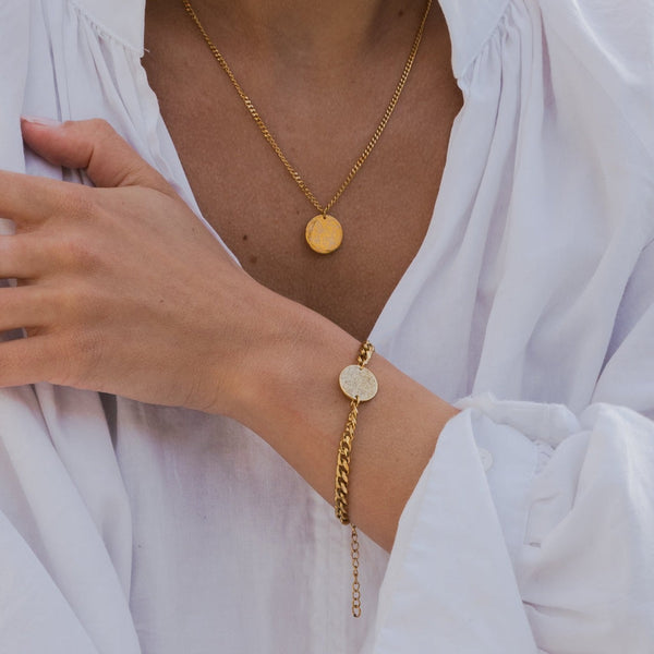 Custom Minimal Coin Bracelet - White Gold