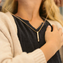 Custom Bar Necklace With Stone - Gold