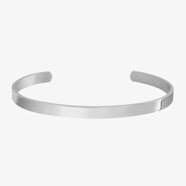 Custom Message Cuff Bracelet - White Gold