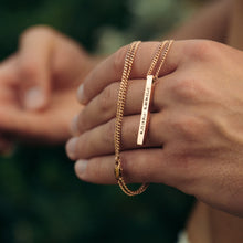 Custom Bar Necklace With Stone - Gold