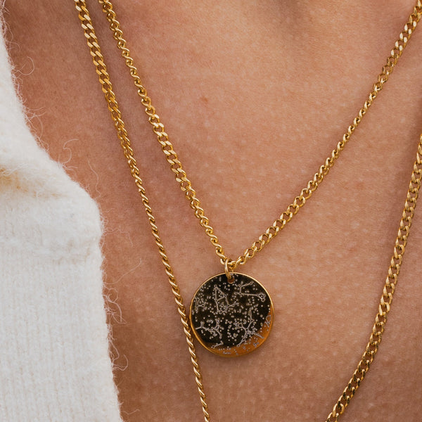 Minimal Custom Coin Necklace - Black Gold