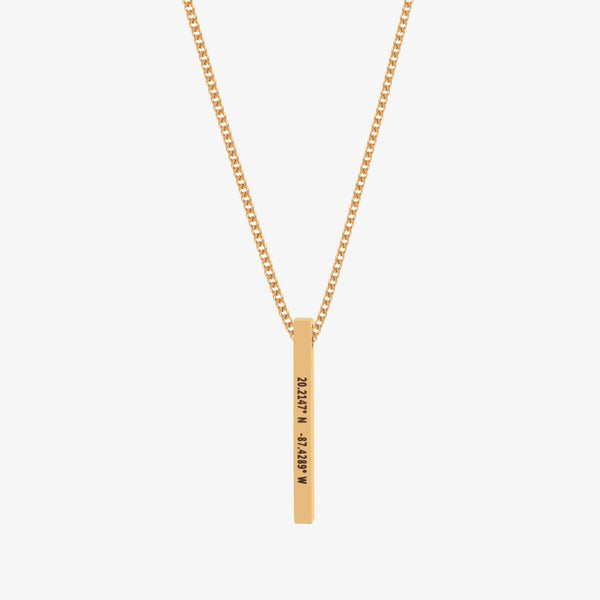 Custom Bar Necklace With Stone - Gold