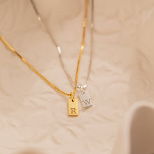 Custom Minimal Initial Tag Necklace - Gold