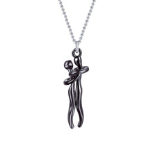 Hugging Lovers Pendant Necklace - M-Black  F-Black