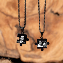 Custom Couple Puzzle Necklace - Gold Black