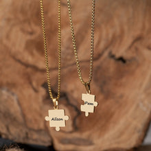 Custom Couple Puzzle Necklace - Gold