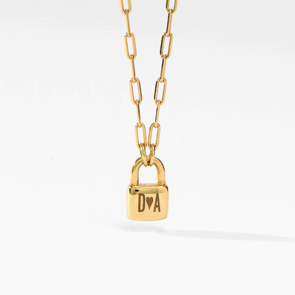 Initial Lock Necklace Custom Initials