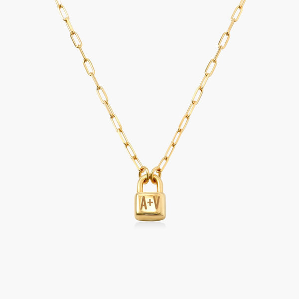 Initial Lock Necklace - Gold