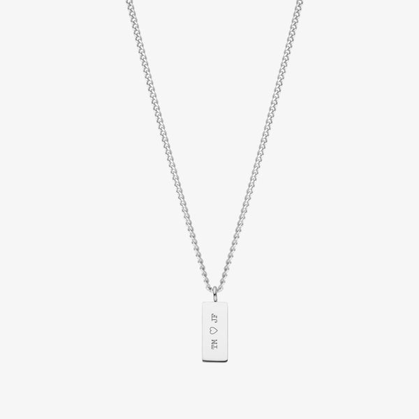 Custom Tag Necklace - White Gold